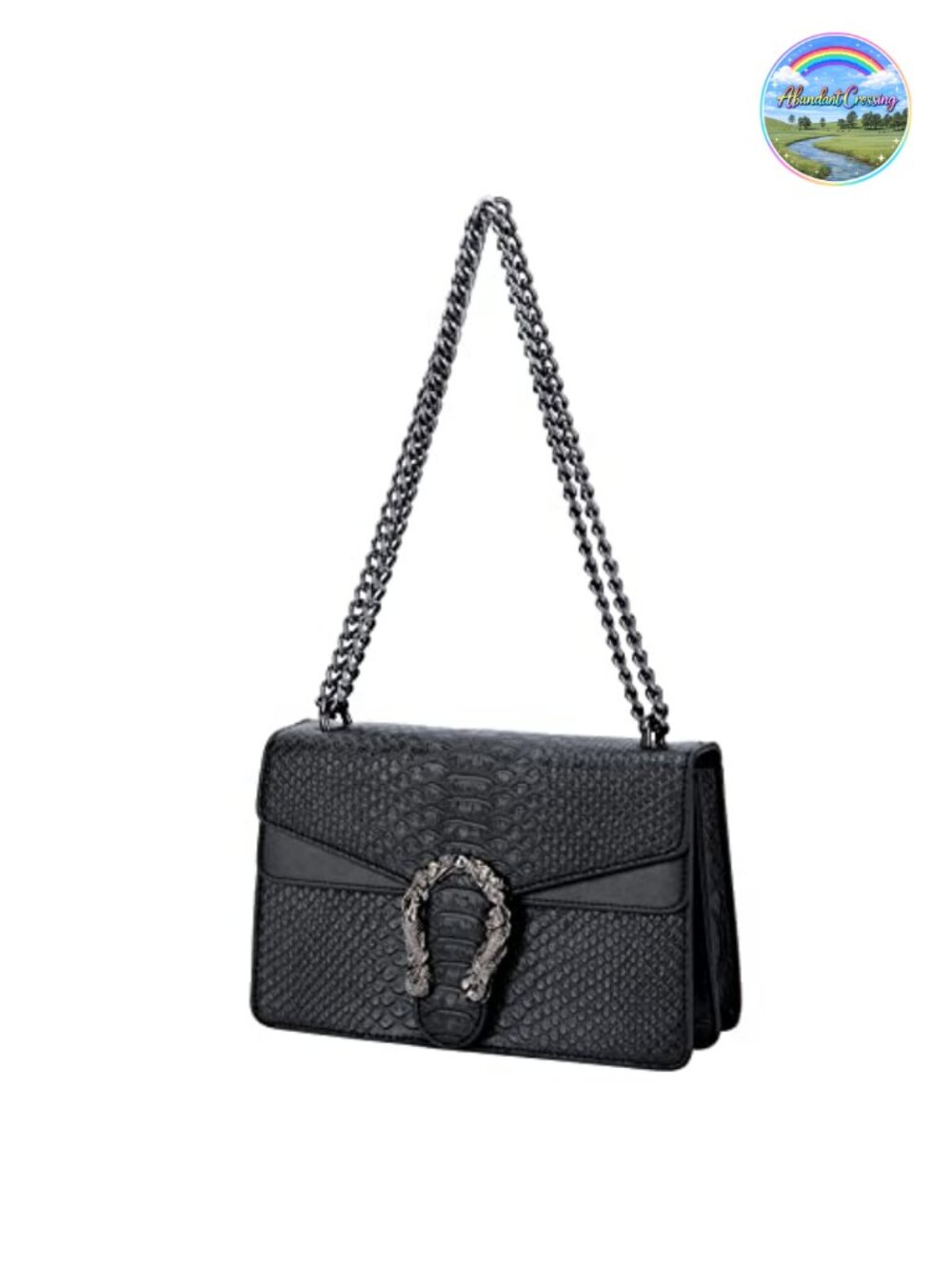 Faux Leather Chain Crossbody Bag Satchel Shoulder Purse for Women